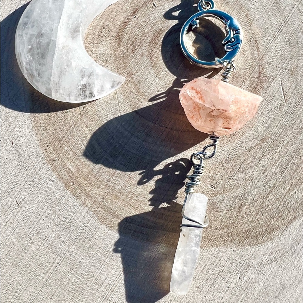 Peach Luna Aura Quartz Necklace - Picture 5 of 5